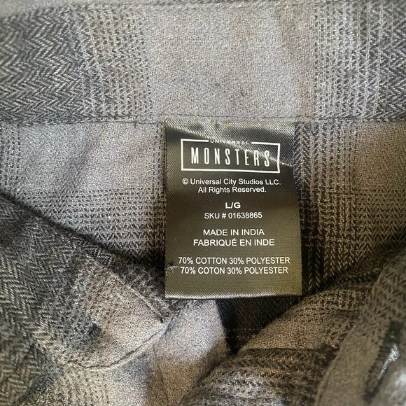 UNIVERSAL MONSTERS Womens Large Long Sleeve Plaid Button Up Bride Frankenstein - Picture 4 of 8